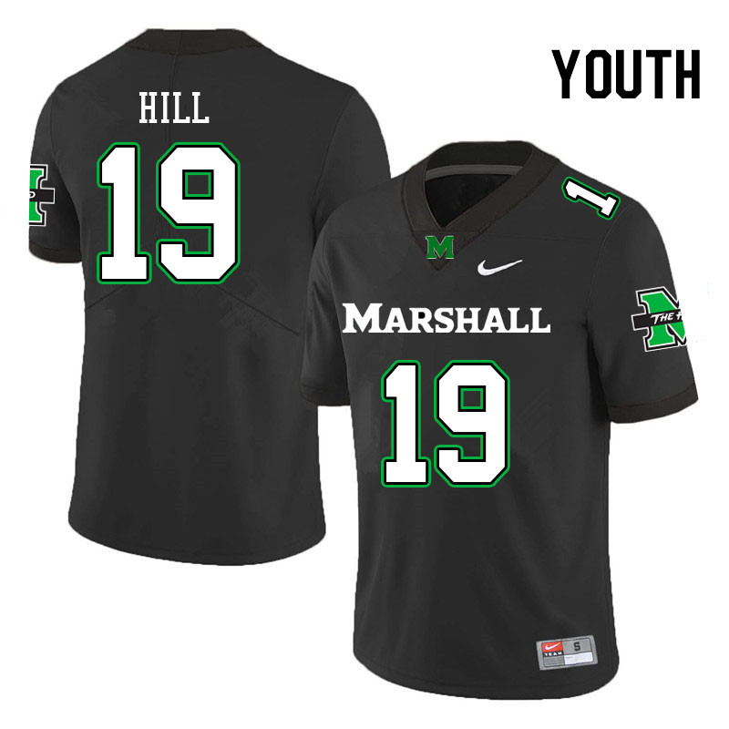Youth #19 Dyoni Hill Marshall Thundering Herd College Football Jerseys Stitched-Black